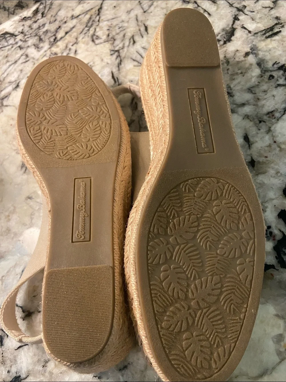 Tommy Bahama Neutral Canvas Peep Toe Espadrille Slingbacks